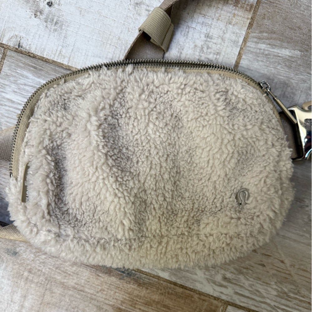 Lululemon Athletica Cream Shearling Crossbody Bag